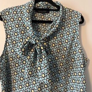 Evan Picone Blue and Yellow Floral Blouse